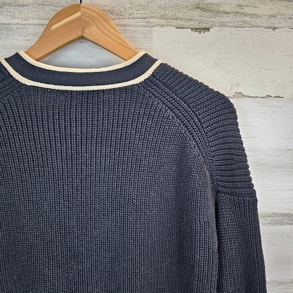J. Crew Ribbed V-Neck Cotton Cardigan Sz XS Black Nautical Prep Old Money Staple - Picture 8 of 16